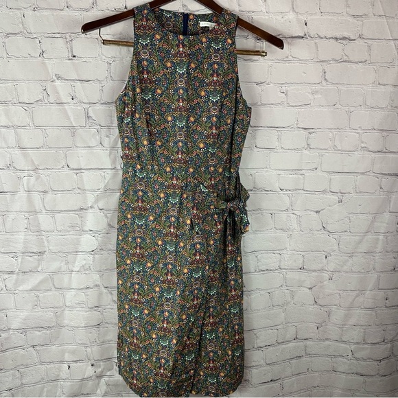 ANTONIO MELANI Floral sleeveless faux wrap Midi Dress sz 0 100% cotton cottage - Picture 1 of 8
